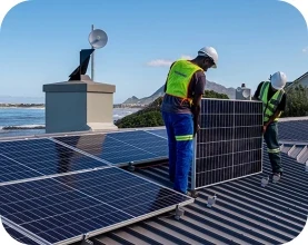 Solar panel installation team