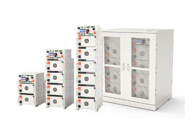Modular rack-mounted batteries with a storage cabinet
