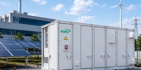 Commercial and industrial site with container energy storage and solar generation