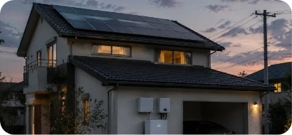 Grid-connected home with solar panels and energy storage