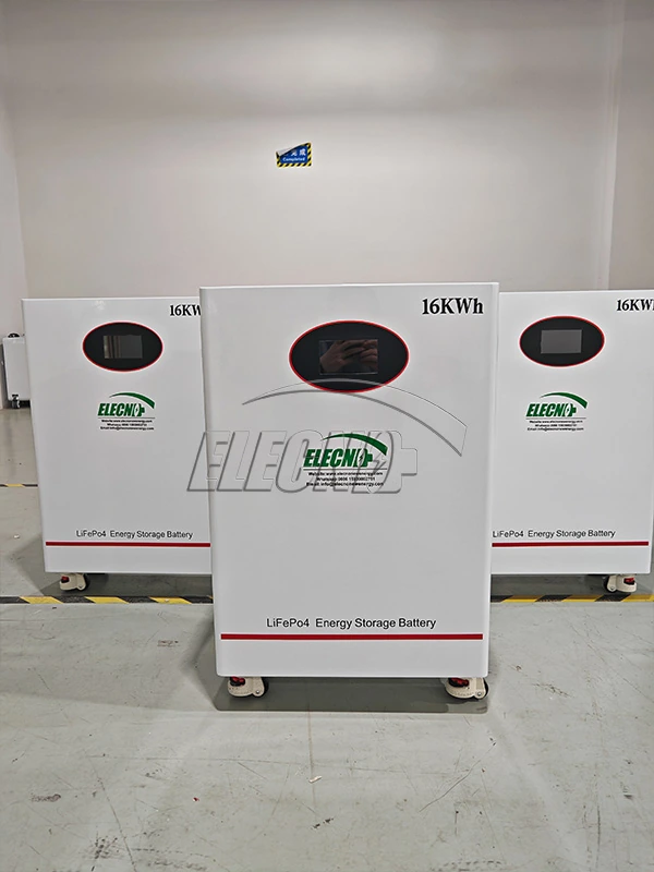 Front views of floor-standing ELE LiFePO4 battery units marked 16kWh