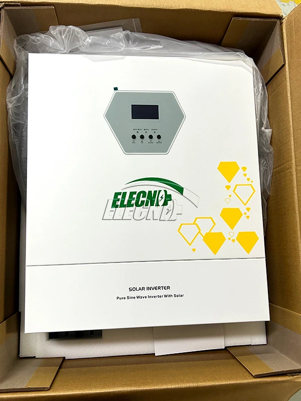 ELECNO pure sine wave solar inverter protected by inserts inside its shipping carton