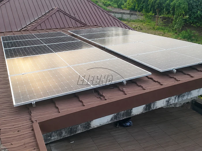 Solar panels installed on the roof of a private villa in Ghana