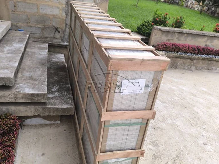 Wooden shipping crate for solar equipment at the Ghana villa project