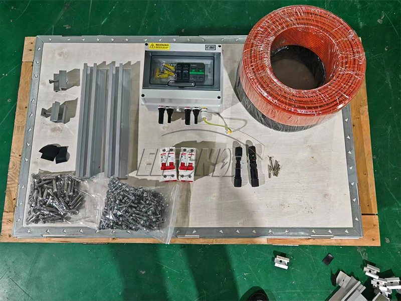 Protection enclosure, circuit breakers, cable coil, connectors and mounting accessories for the Jamaica system