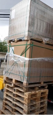 Wrapped and secured pallets in the Latin America customized ESS case sheet