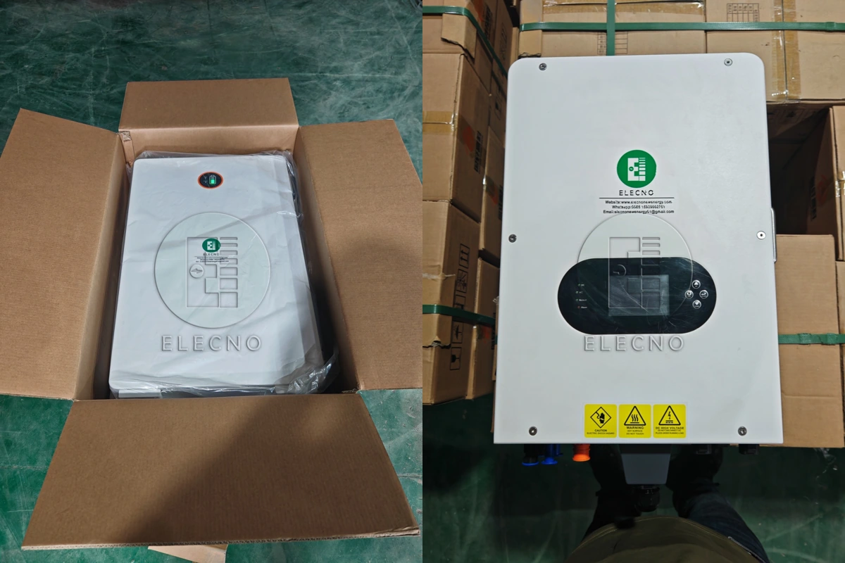 Separately packed ELECNO battery and inverter prepared for shipment to the Netherlands