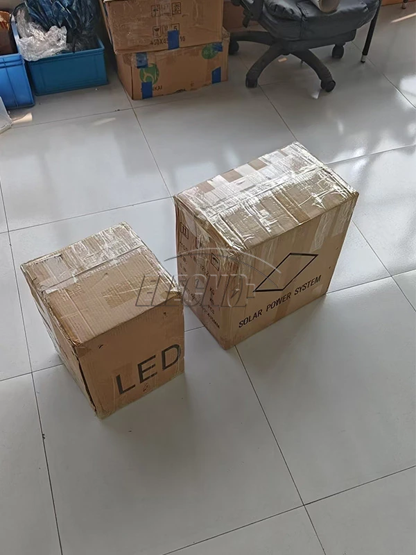 Sealed cartons during preparation of the Nigeria portable solar lighting shipment
