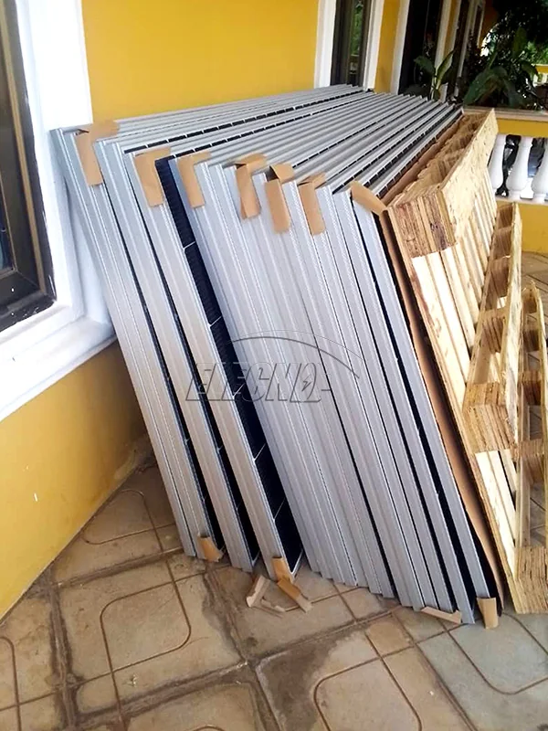 Solar panel mounting rails supplied for the Ghana villa solar project